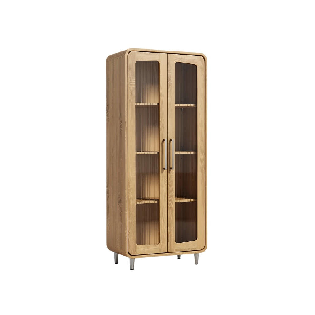 Modern Wooden Display Cabinet with Glass Doors and Adjustable Shelves
