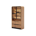 Modern Display Cabinet with LED Lighting and Sliding Glass Doors