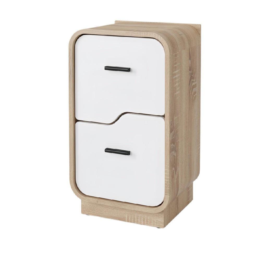 Modern Minimalist Wooden Nightstand with Two Drawers